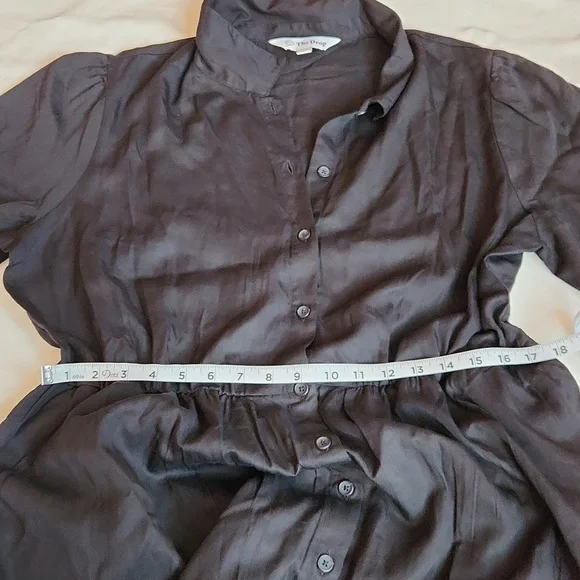 The Drop, Fall, Spring Black V-Neck Poplin, Prarie Shortsleeve Midi Dress Sz XXL - Picture 8 of 11